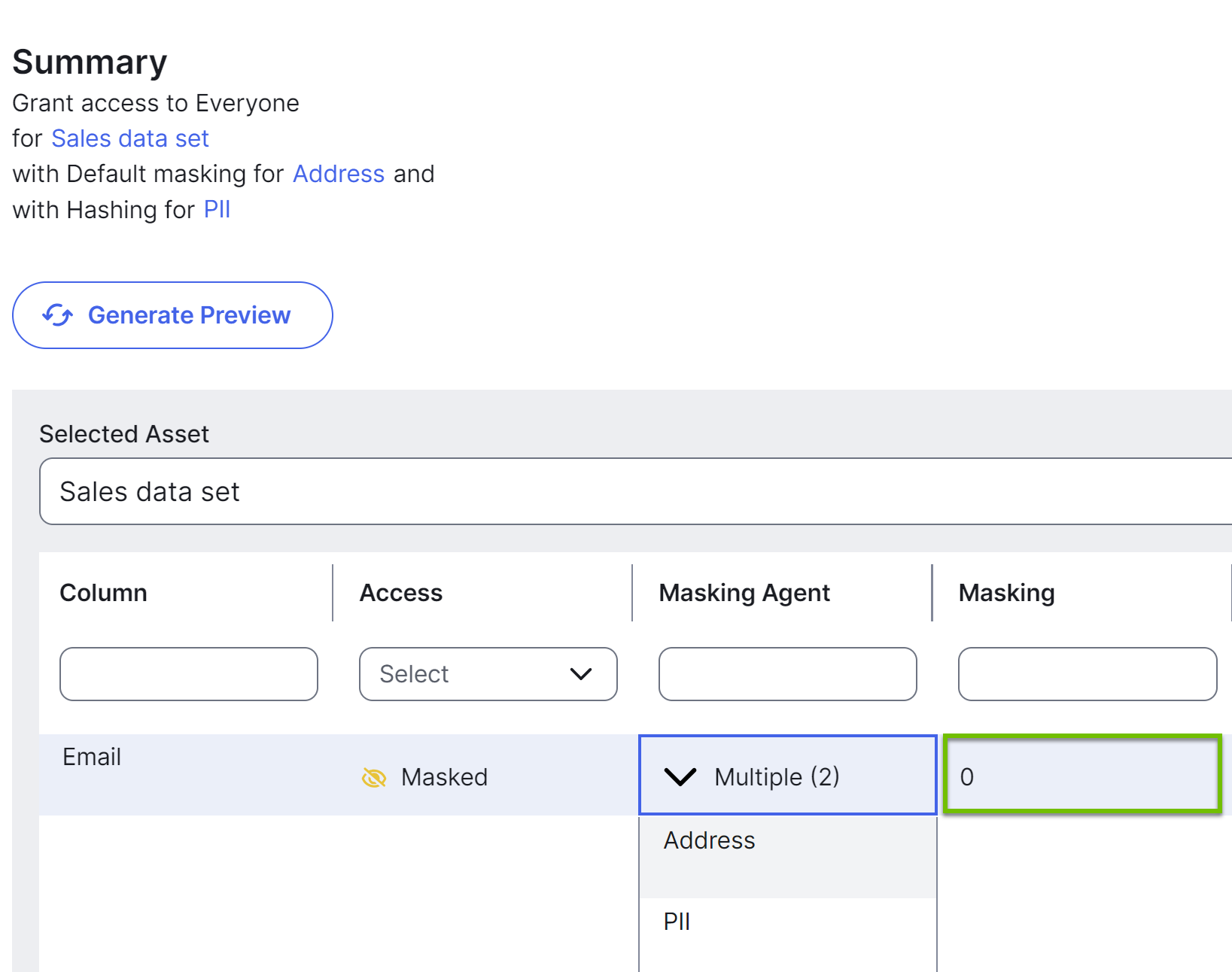 Image of the Data Access Rule dialog box