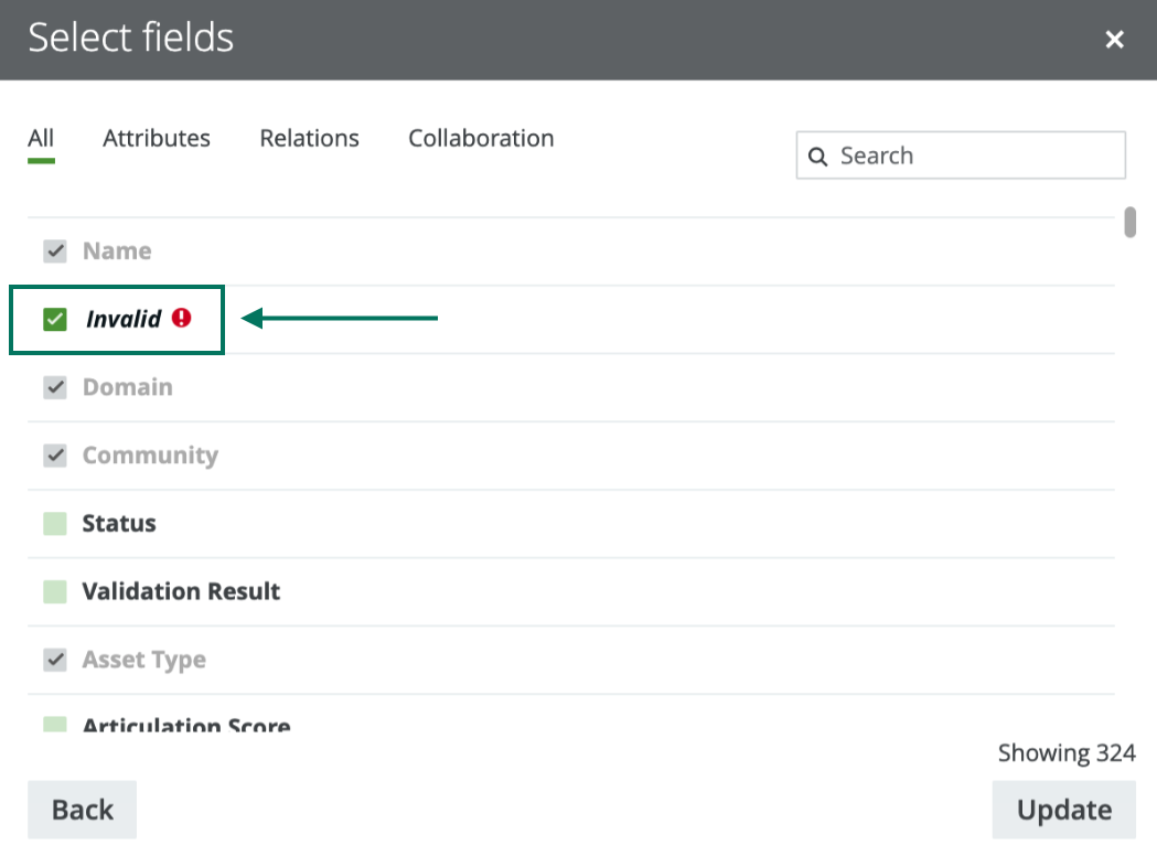 Image of the unavailable field highlighted