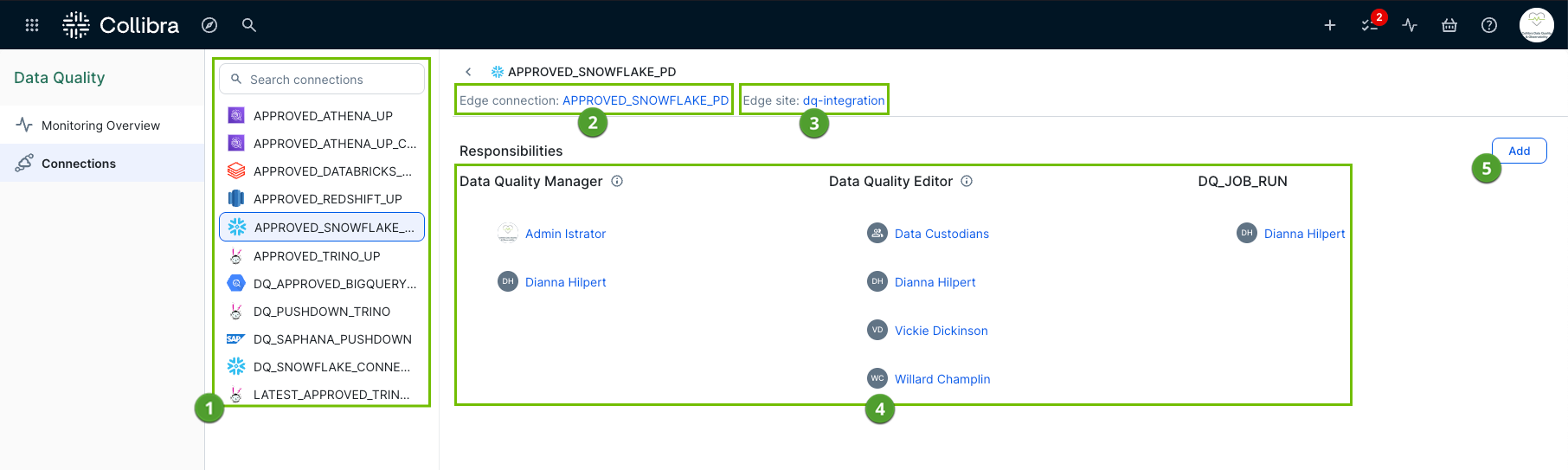 screenshot of connections page