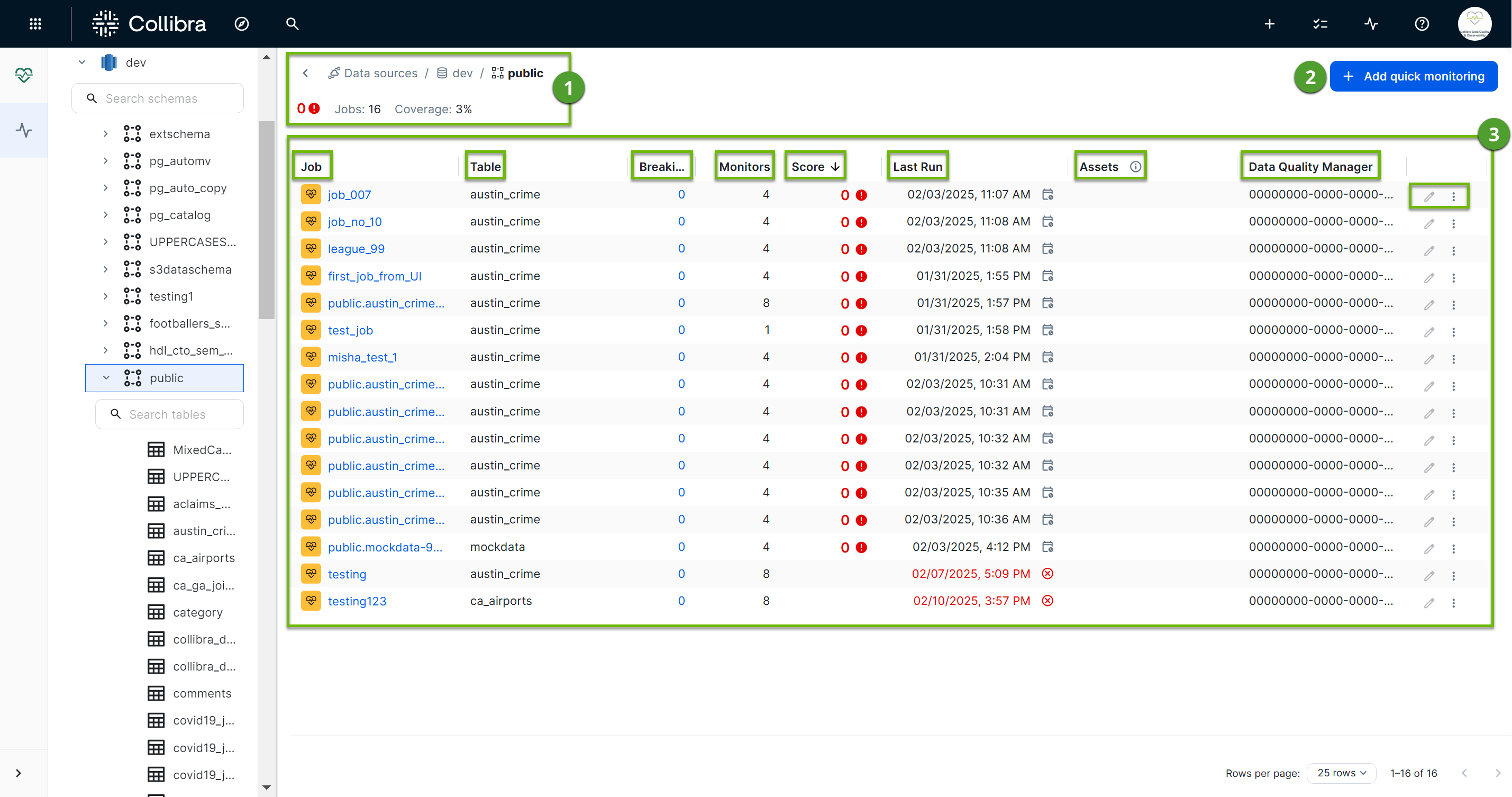 screenshot of tables overview table and expanded tables in the data explorer