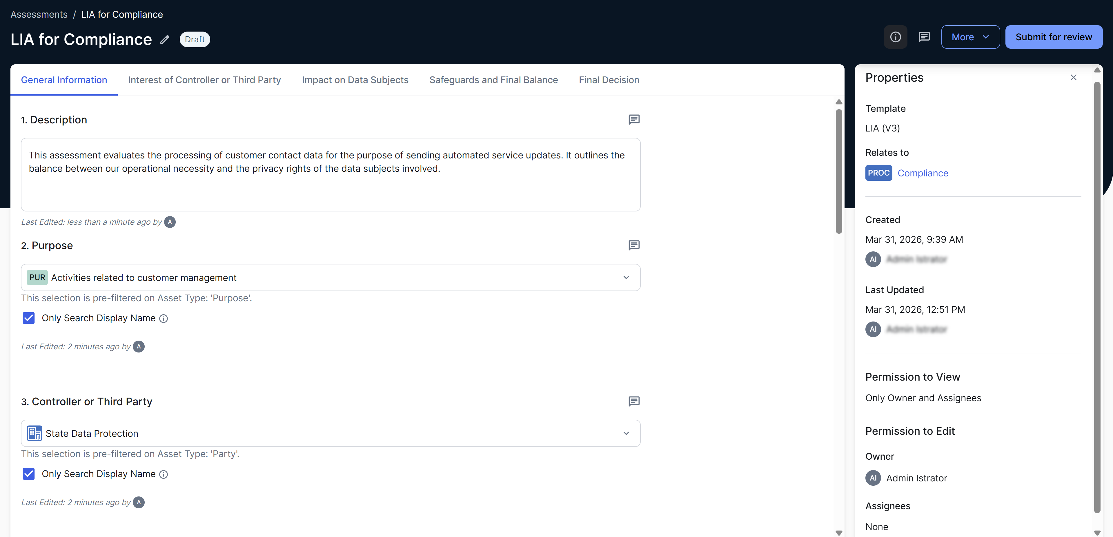 Image of an assessment page