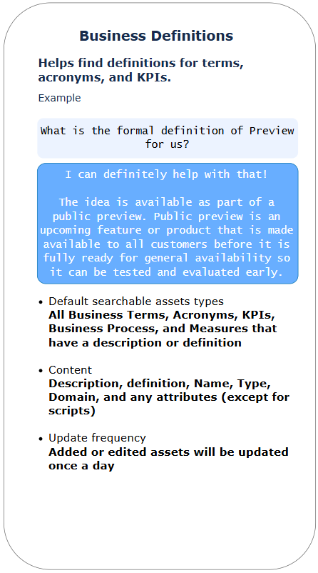 Image with information about finding business definitions via Collirba AI Copilot