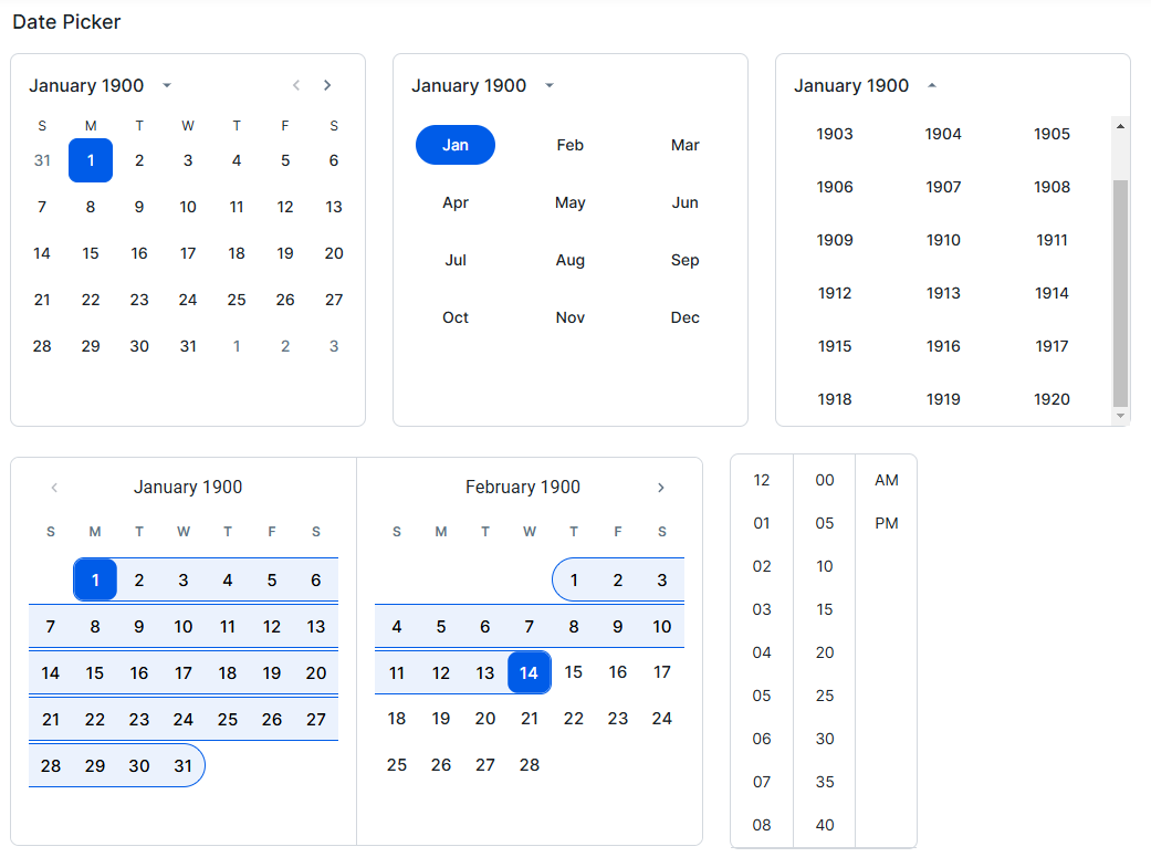 Image of date pickers
