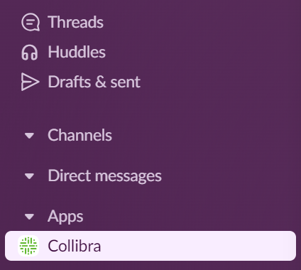 Image of the Collibra app in Slack