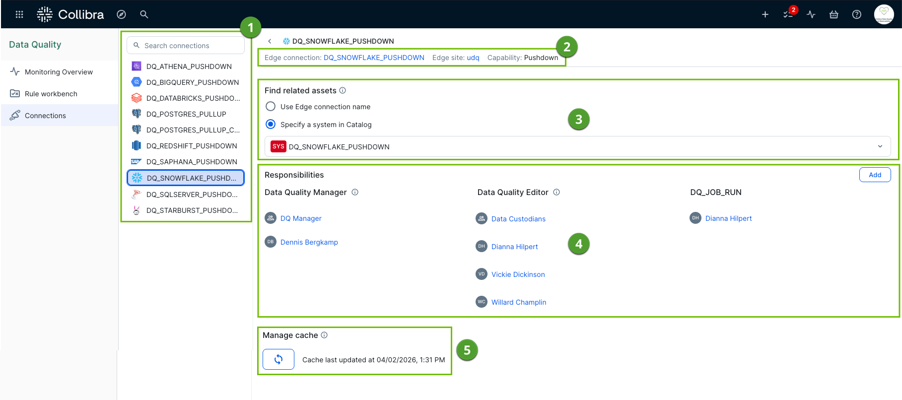 screenshot of connections page