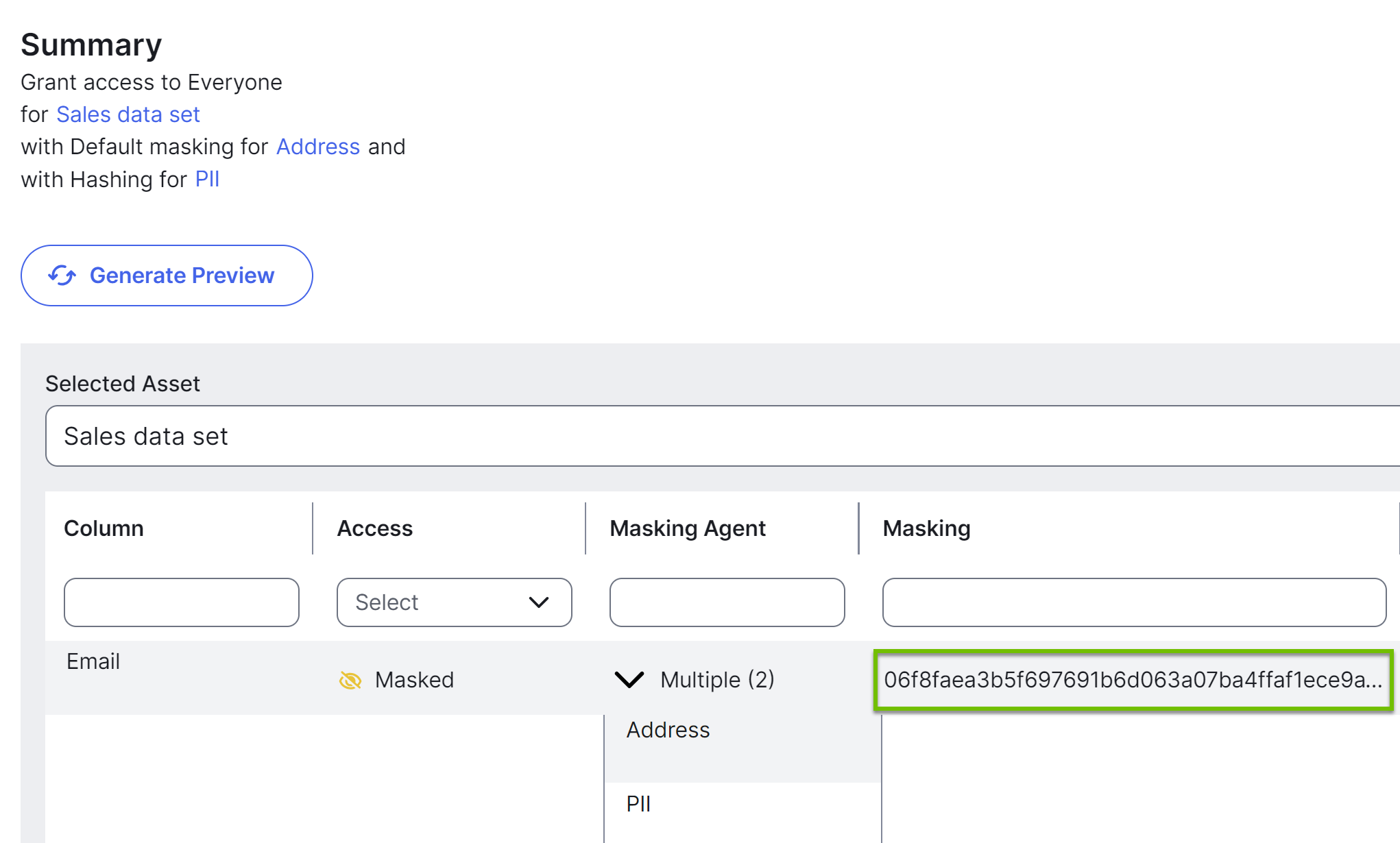 Image of the Data Access Rule dialog box
