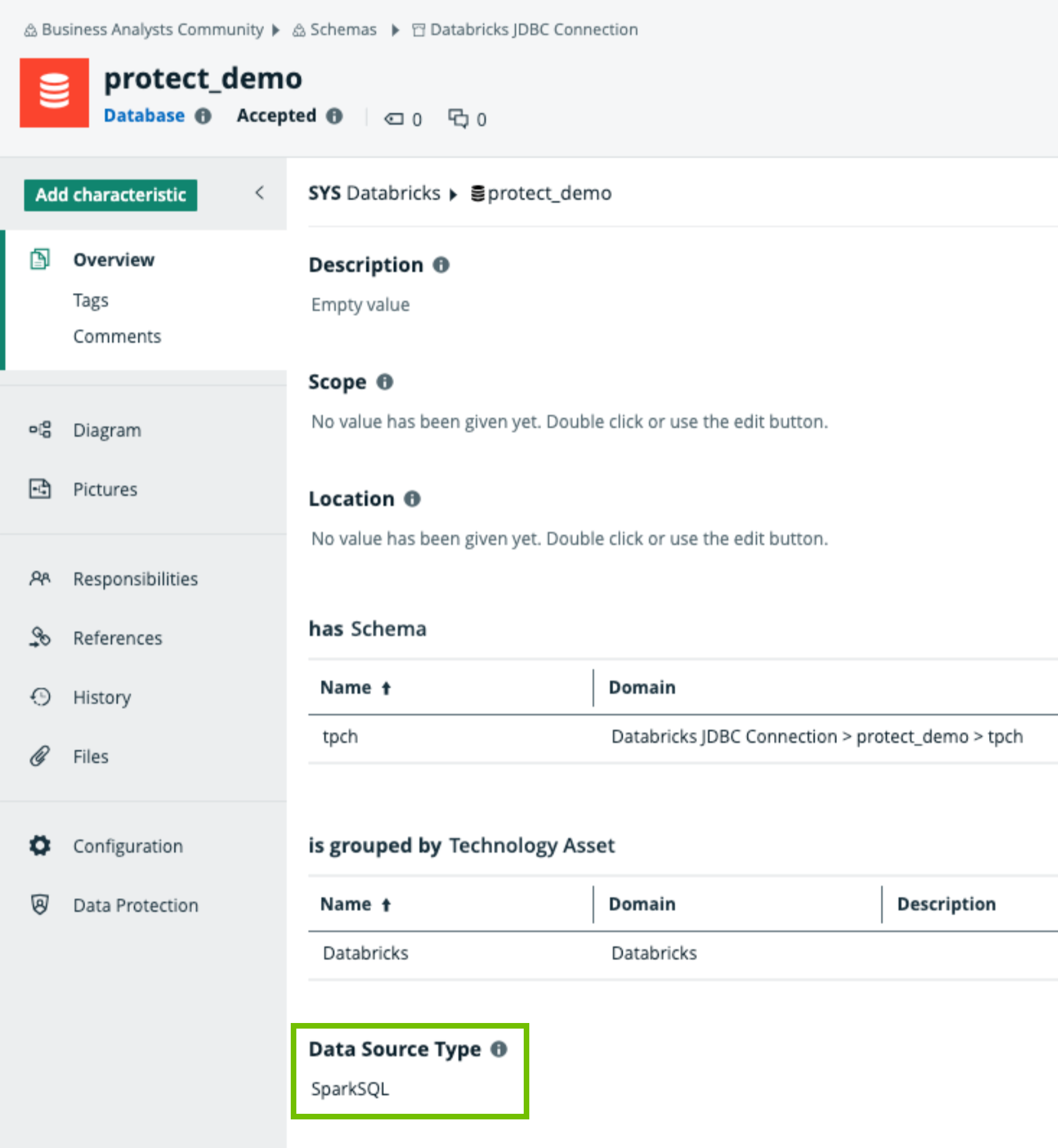Ingested Databricks database