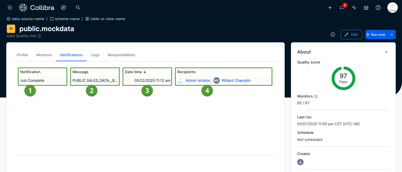 screenshot of the notifications tab