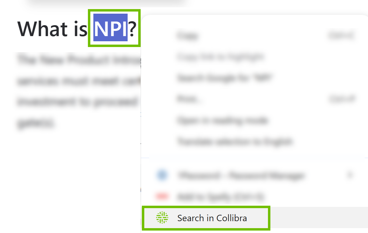 Search via context menu