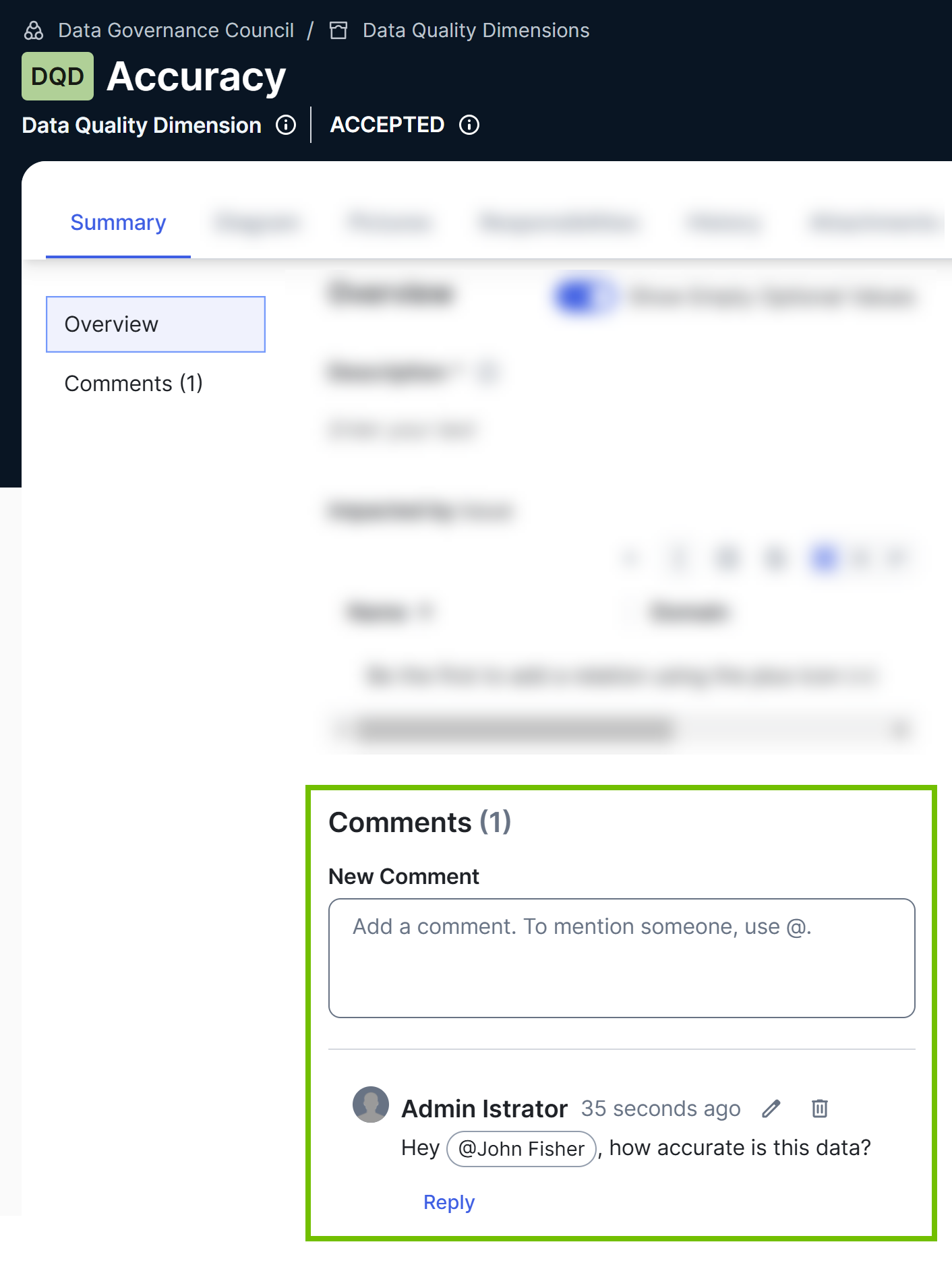Comments section Image of the Comments section