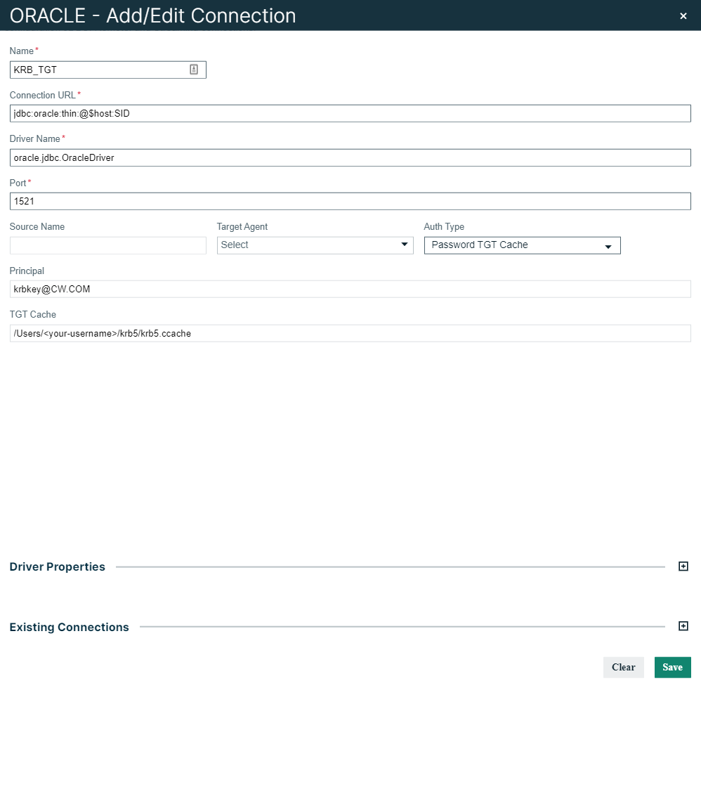Kerberos TGT example for oracle connection