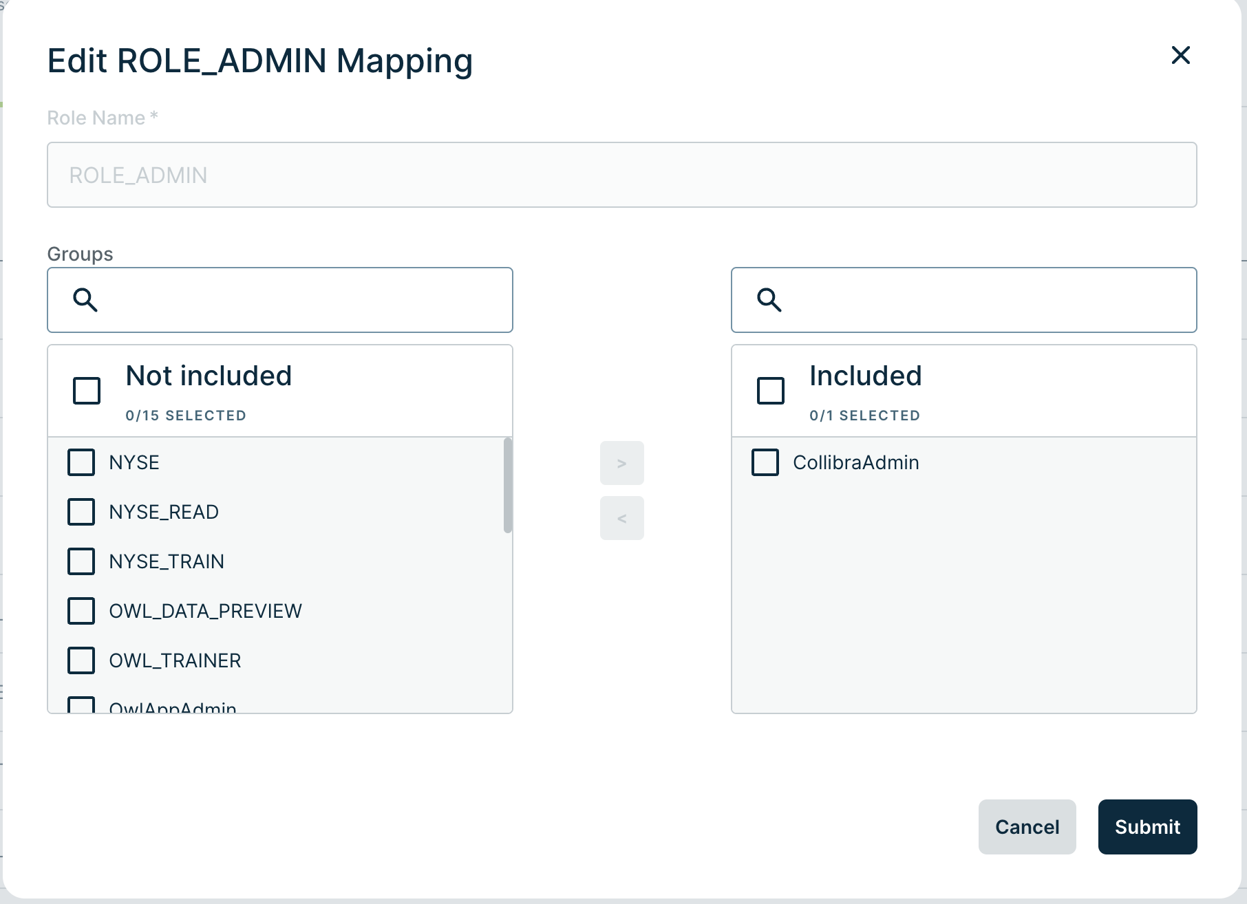 image of edit connection modal with mapped roles