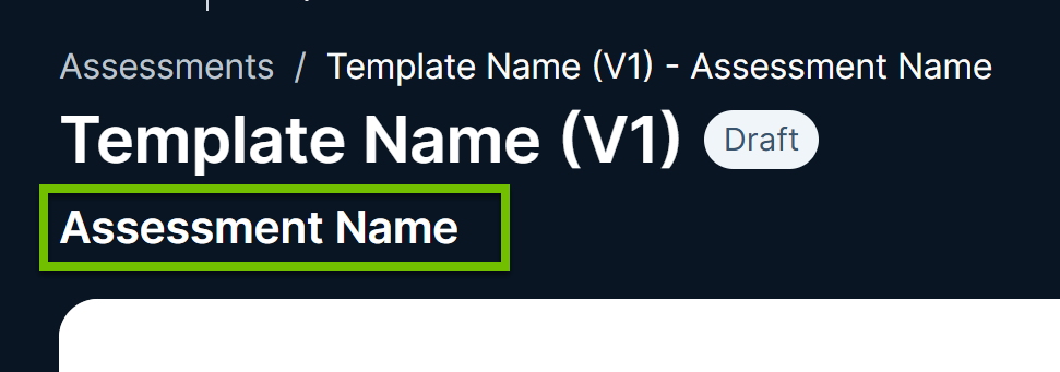 Image of the assessment name section