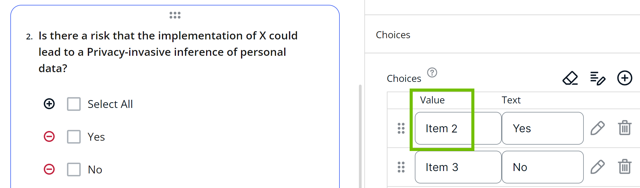 Image of a checkbox and its properties