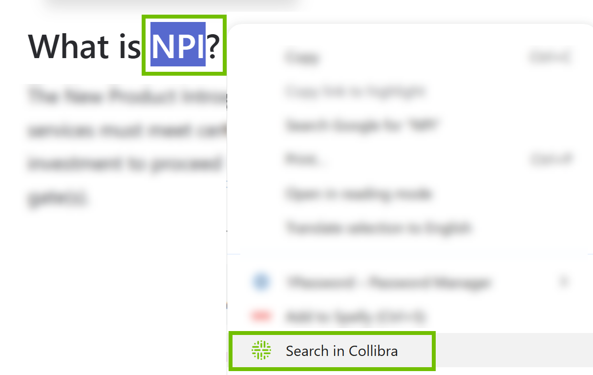Search via context menu