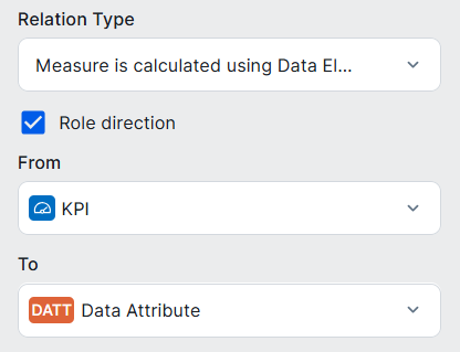 Image of diagram configuration for the KPI to Data Data Attribute relation 