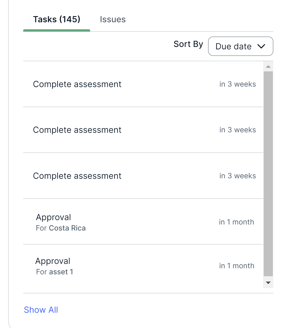 Image of the Tasks and Issues widget