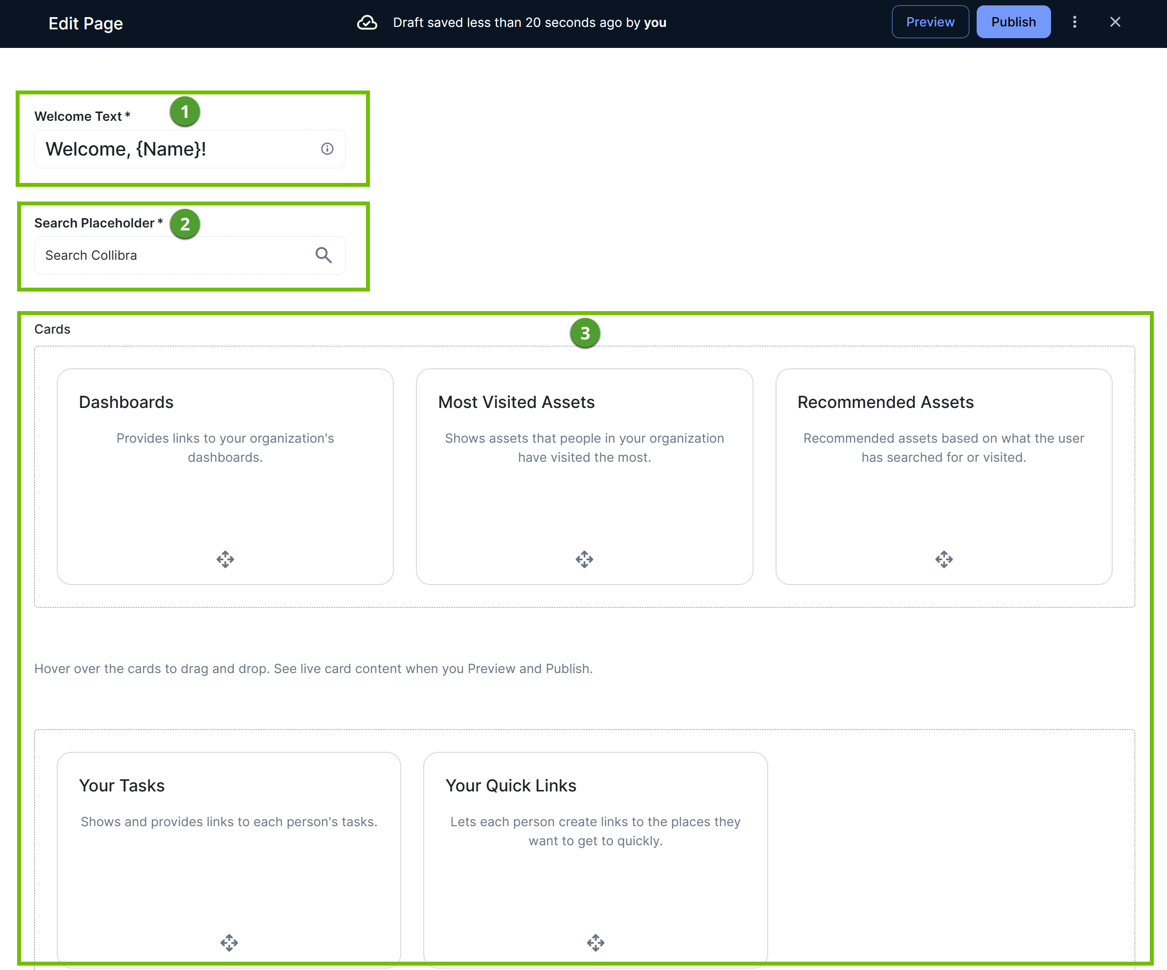 Image of the Homepage in edit mode