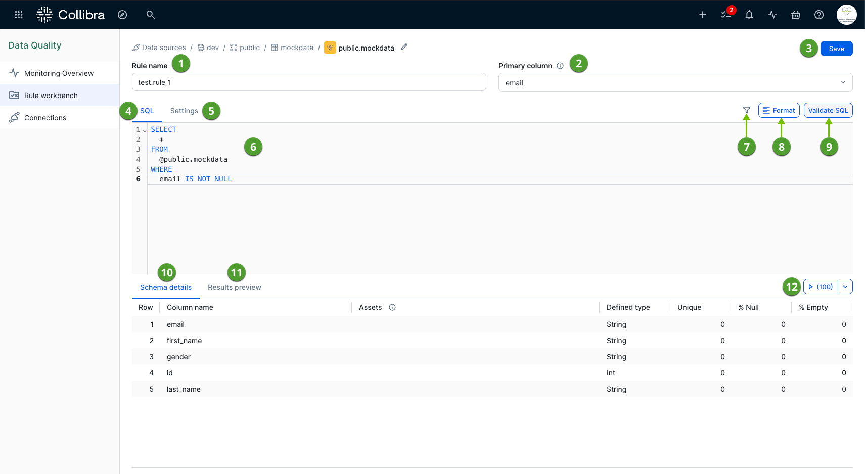 screenshot of rule workbench