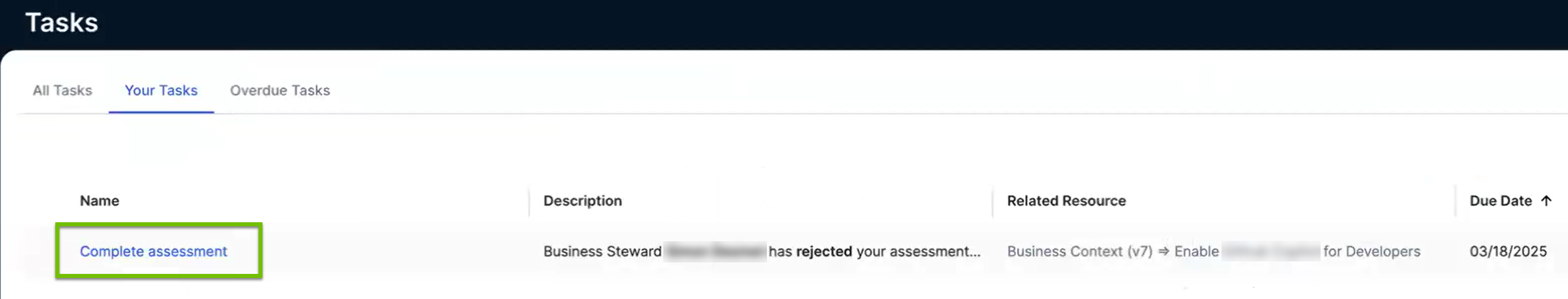Task for the user Image of a task for the user