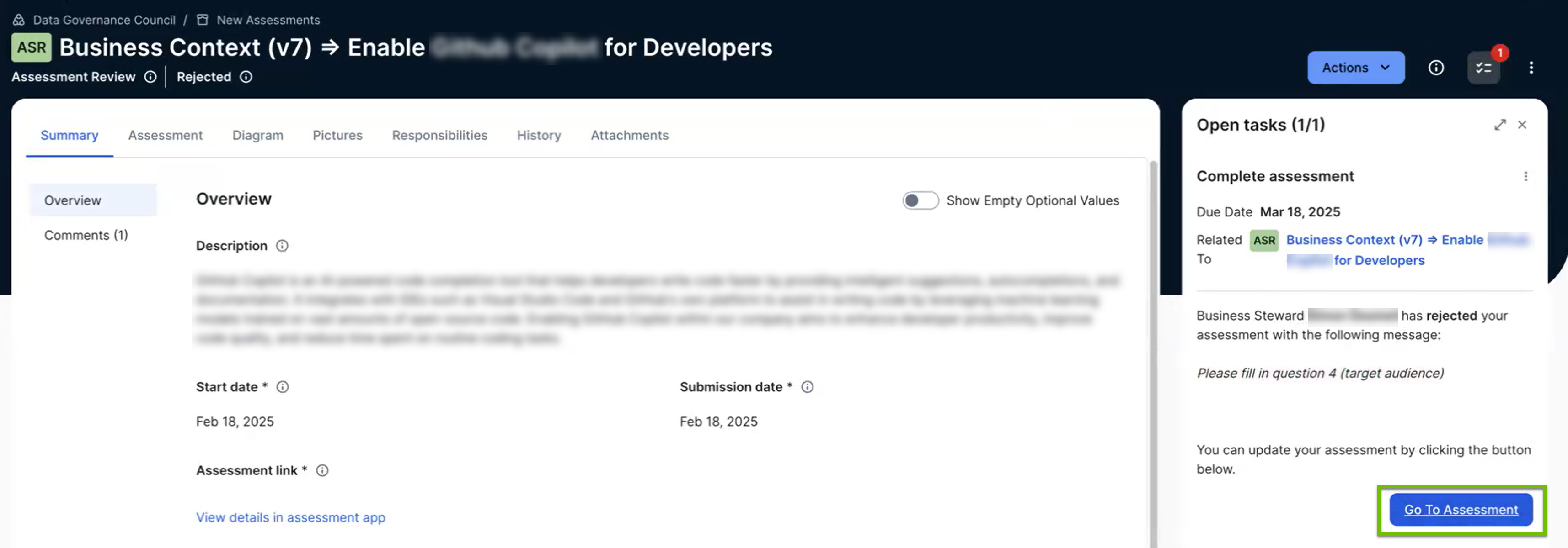 Assessment Review asset page Image of the Assessment Review asset page