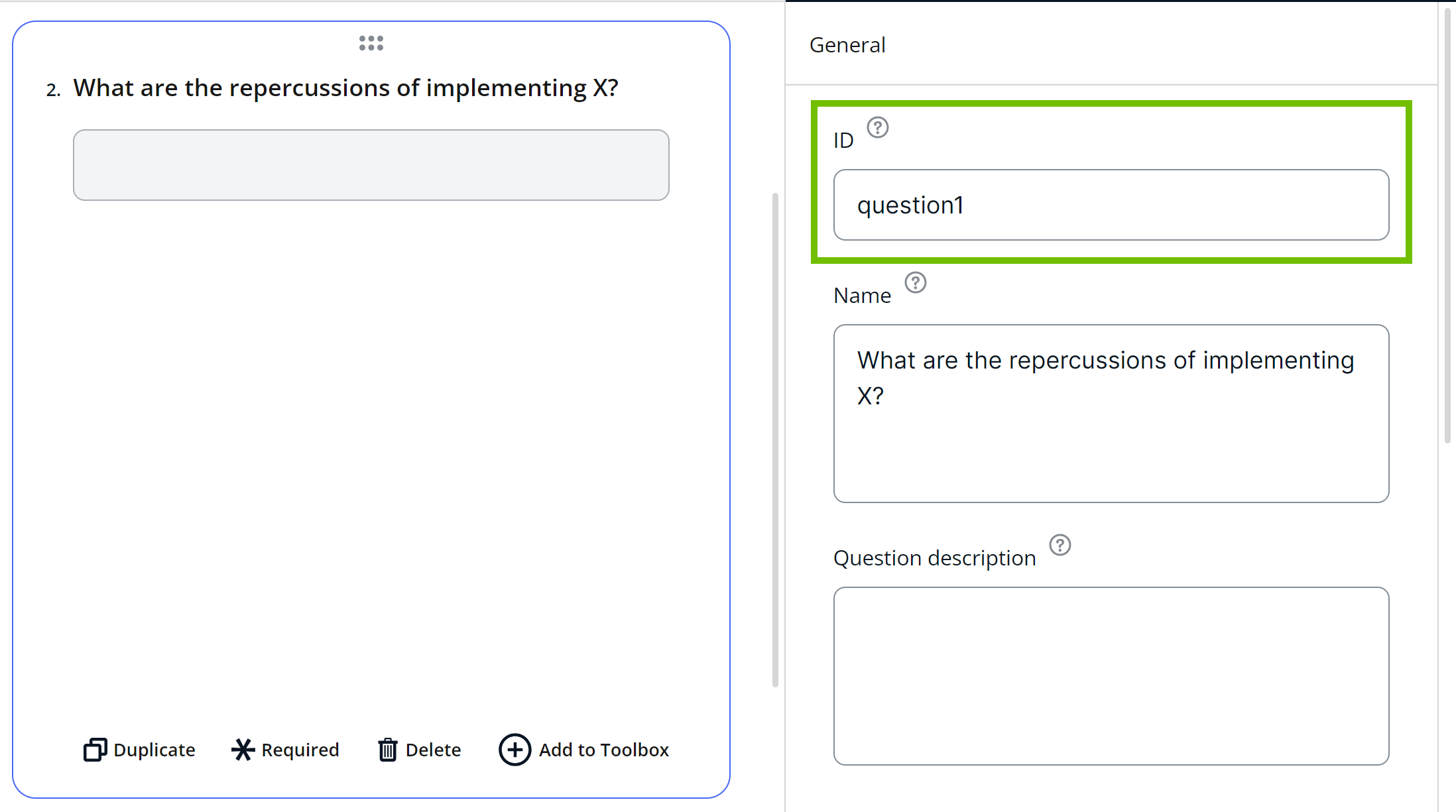 Image of a text box and its properties