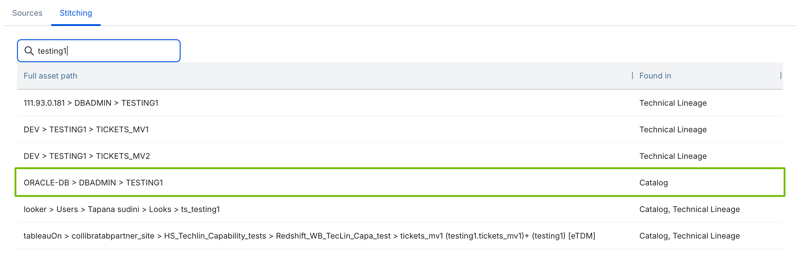 Image showing that the schema and table names match exactly; only the database names differ.