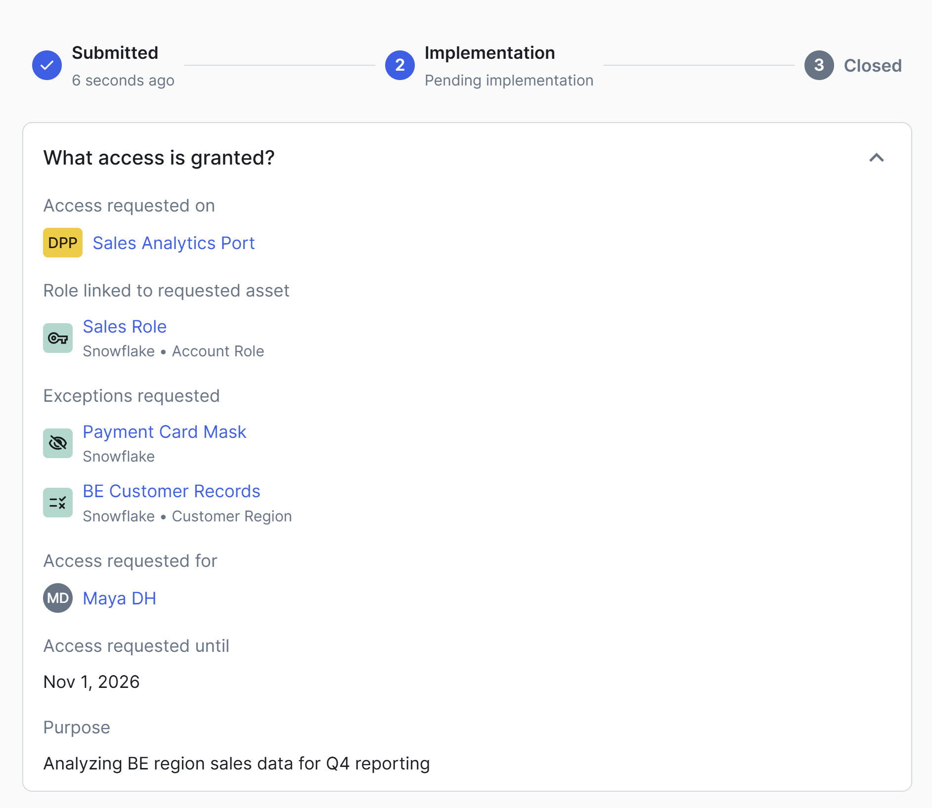 Image of the access request page