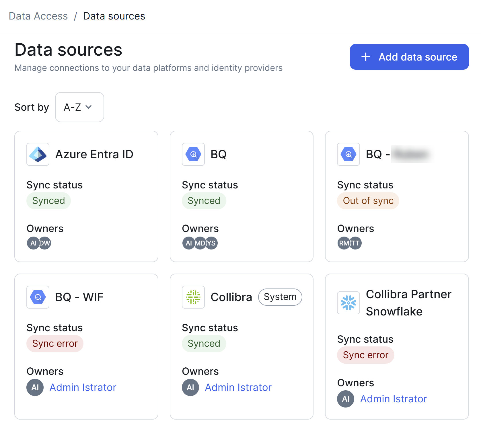 Image of the "Data sources" page with the "Add data source" button