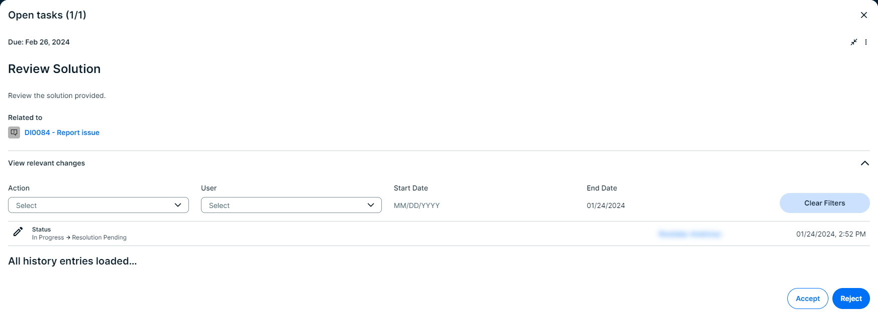 Data issue - relevant changes
