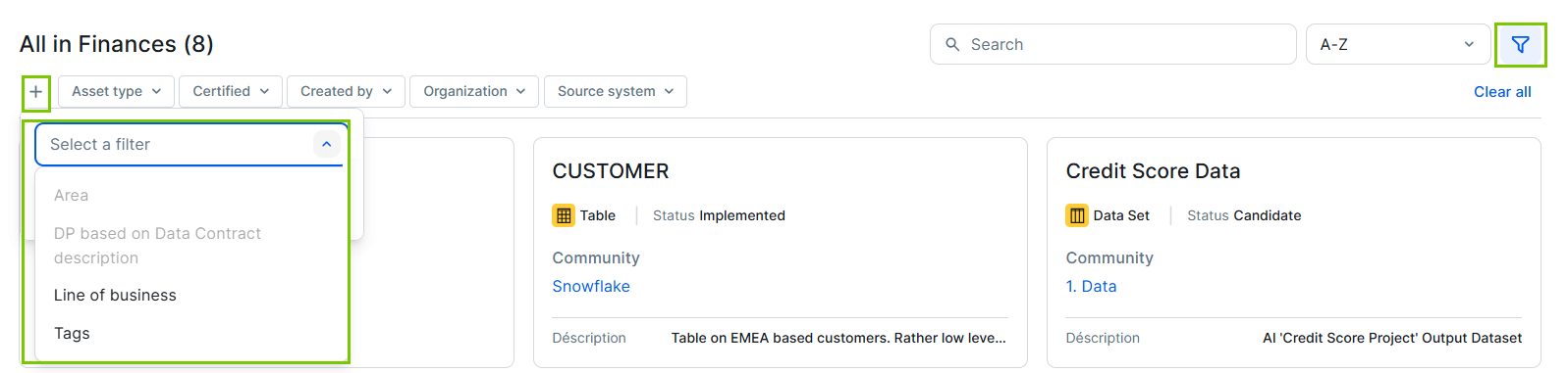 Image of Filter icon and area