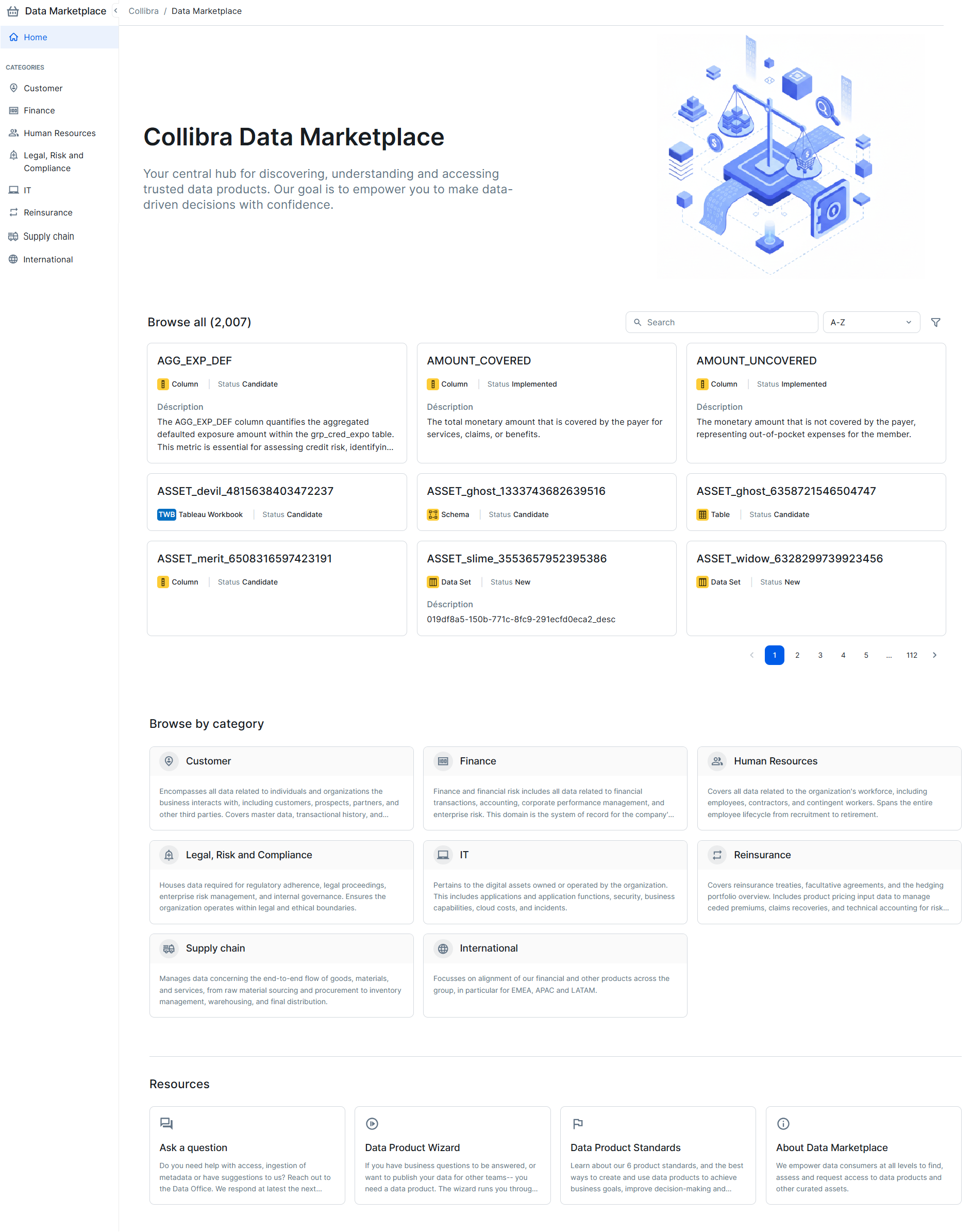 Image of the Data Marketplace homepage