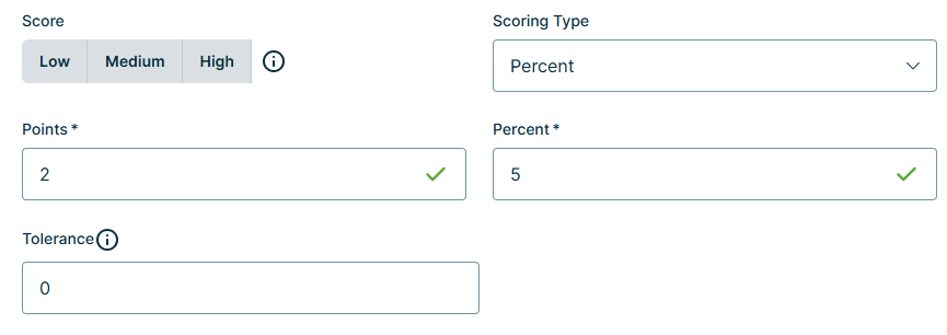 Score settings on Rules Details dialog