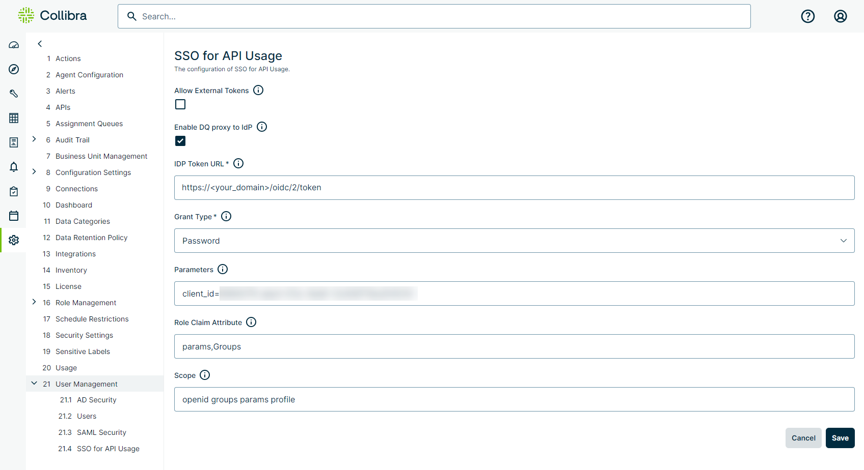 Image of SSO for API Usage page
