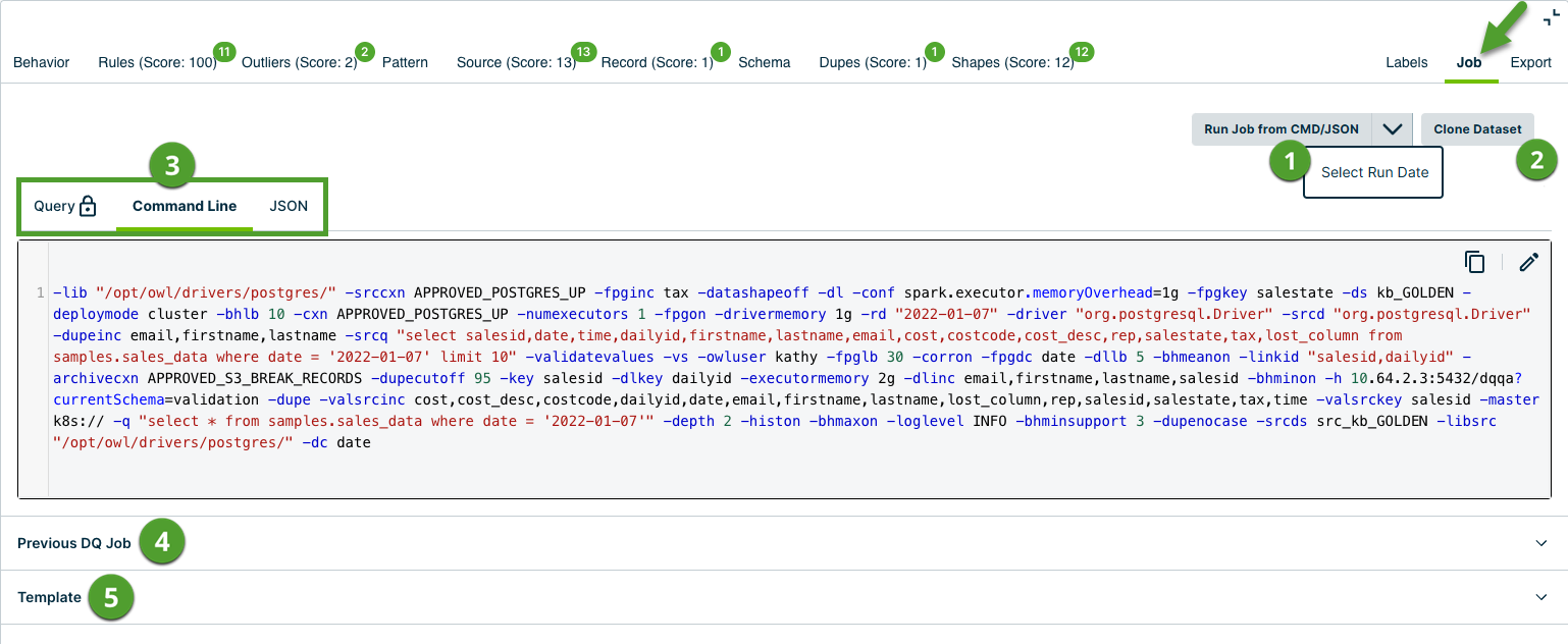 Job tab in the Findings page