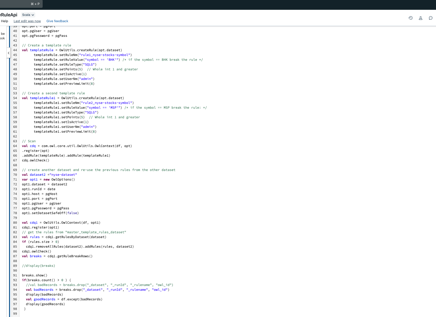copying rules from one dataset to another