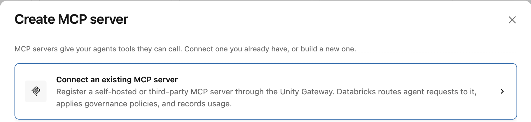 screenshot of AI Gateway with the + MCP menu open