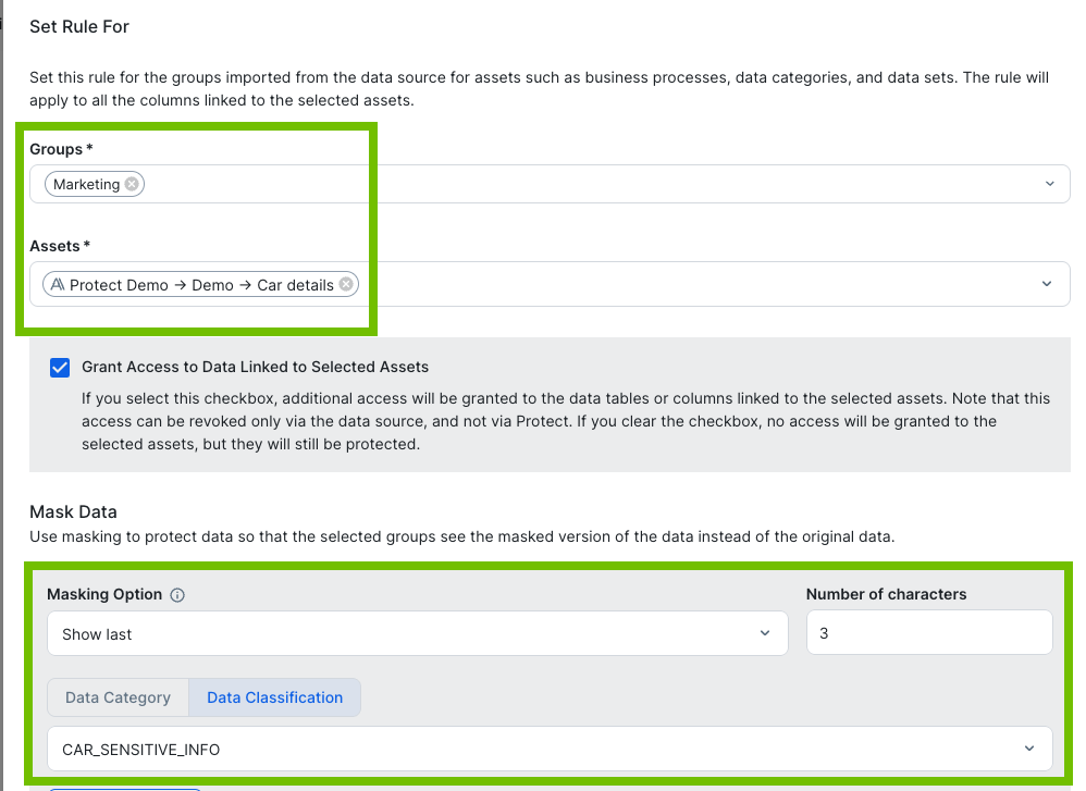 Rule for the Marketing group Inage of a rule for the Marketing group