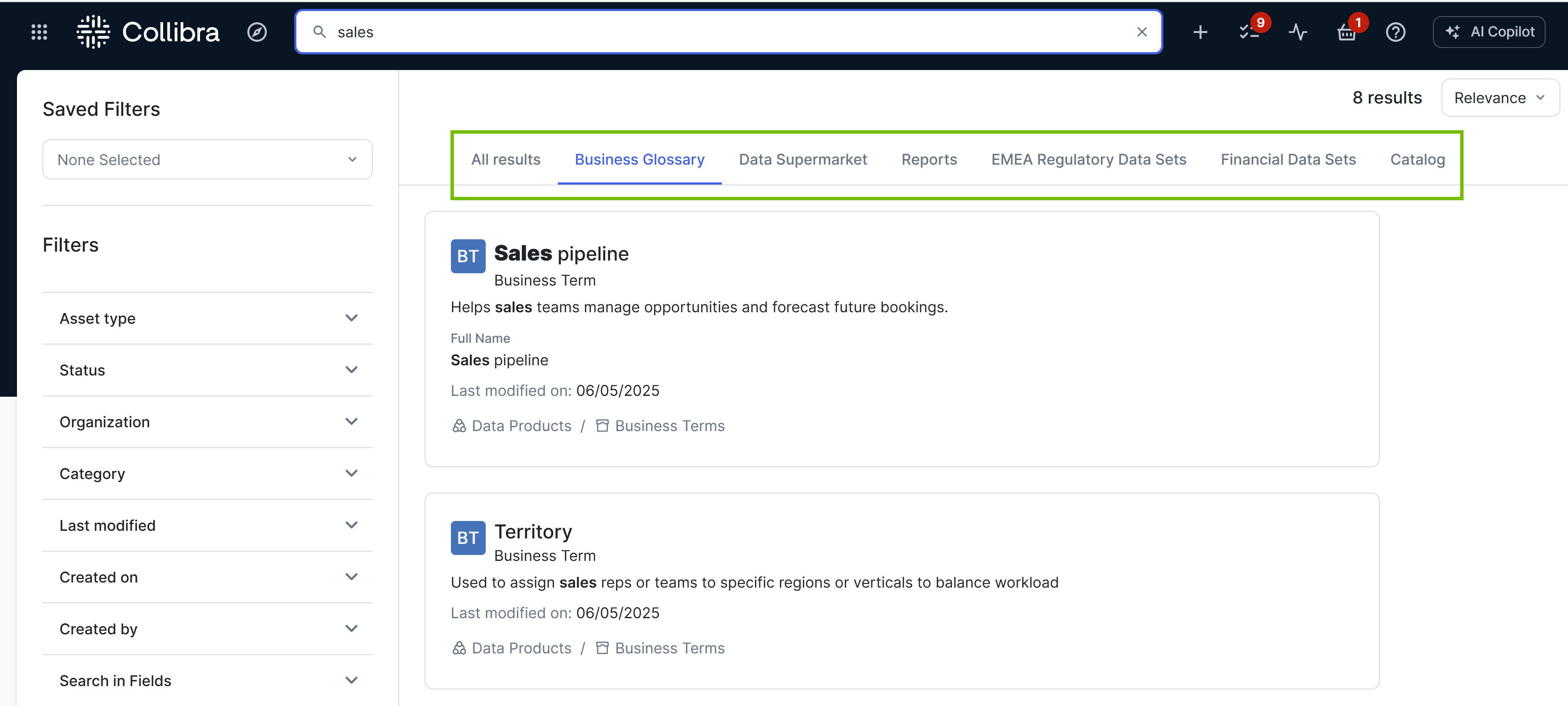 Image of search page with search tabs