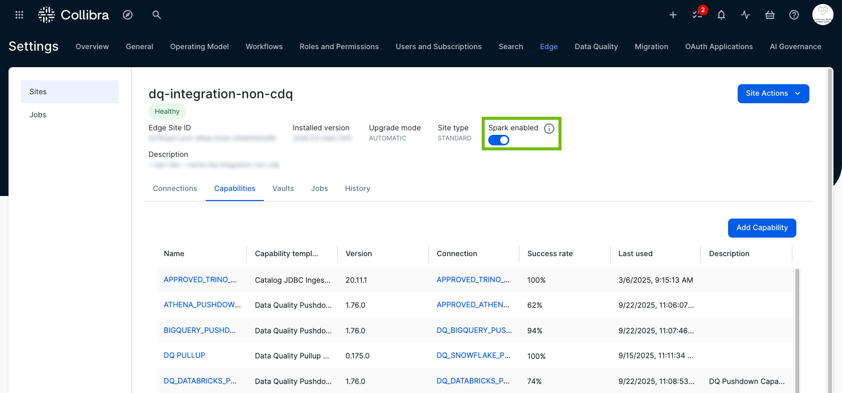 image of the spark enabled switch enabled