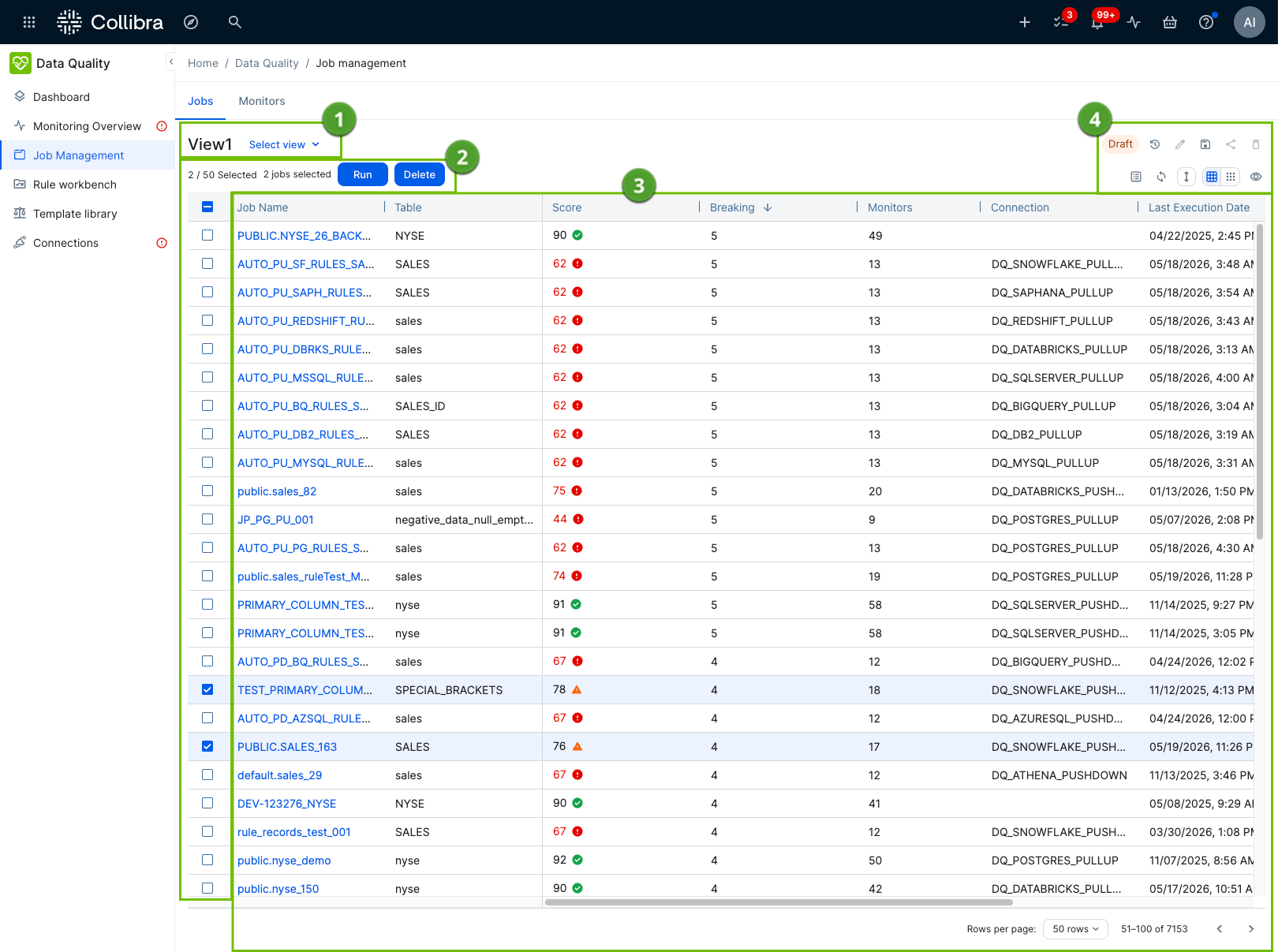 screenshot of jobs tab on job management page